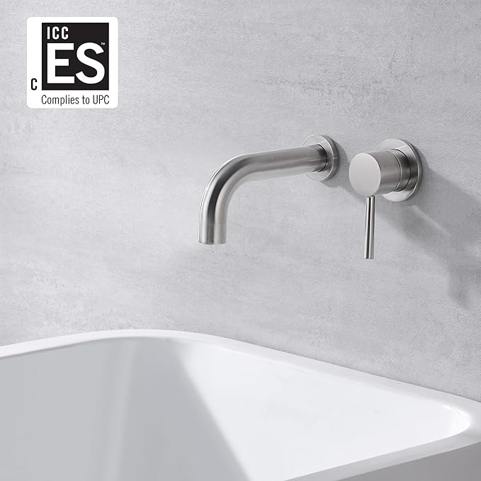 SUMERAIN Tub Faucet Brushed Nickel Wall Mount Bathtub Faucet Single Handle with Rough-in Valve