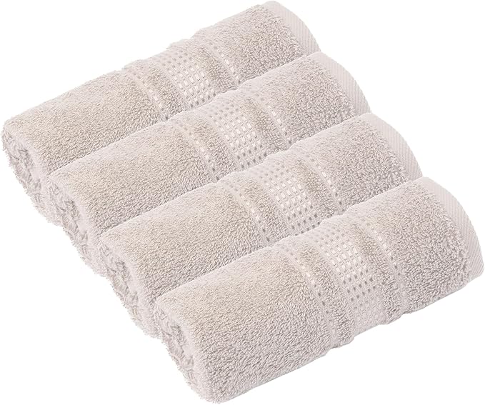 Melissa Linen, Fingertip Towels 4 Pack, 100% Turkish Cotton, Small Hand Towels for Body and Face, 12 x 18 in, Soft and Absorbent, Quick Dry, (Beige Fingertip Towels)