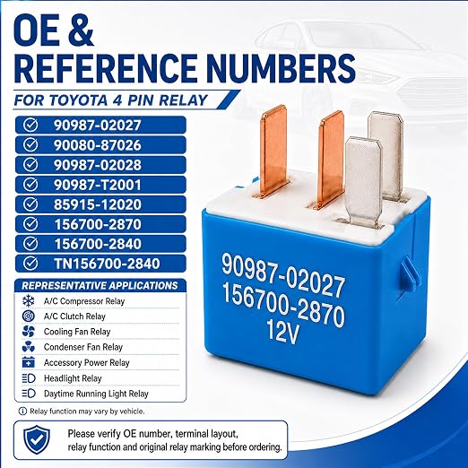 90987-02027 AC Relay 2 Pack, 4-Pin 12V Automotive Multi-Use Relay, A/C - Image 3