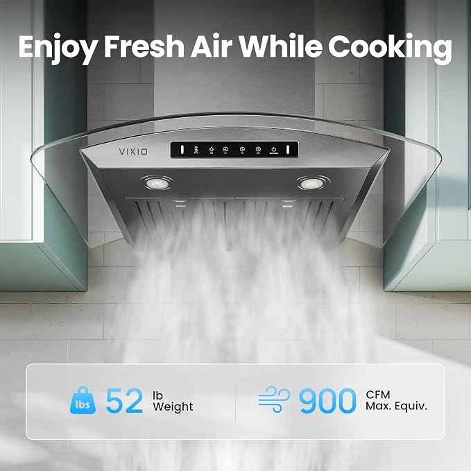 30" Wall Mount Range Hood Tempered Glass 900 CFM, Kitchen Chimney Vent - Image 3
