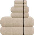 MyOwn Ultra Soft 6 Pack Cotton Towel Set, Contains 2 Bath Towels 28x55 inch, 2 Hand Towels 16x24 inch & 2 Wash Coths 12x12 inch, Ideal Everyday use, Compact & Lightweight - Tan