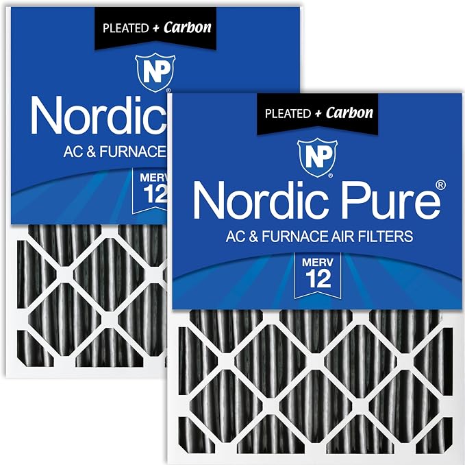 Nordic Pure 20x25x4 Pleated Air Filter MERV 12 Pleated + Carbon Qty 2 by NordicPure