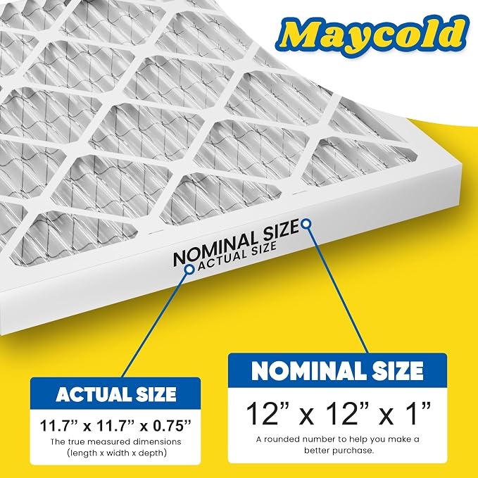 Maycold MERV 8 12x12x1 Furnace Air Filters, Pleated HVAC AC Filters – Actual - Image 3