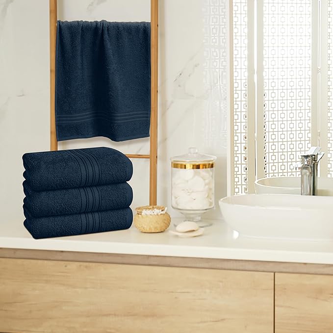 BOUTIQUO Ultra Soft Cotton 6 -Piece Hand Towel Set 16x24 Inch, Ideal for use in Bathroom, Kitchen, Gym, Spa & General Cleaning, Compact & Lightweight Multi Purpose Hand Towels - Mineral Blue
