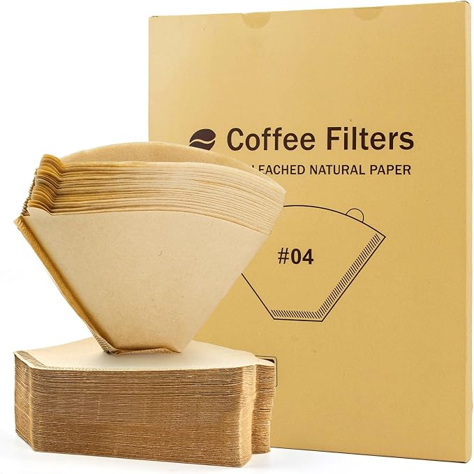 200 Count #4 Cone Coffee Filters 8-12 Cup, Unbleached Natural Paper, Disposable by Boesma
