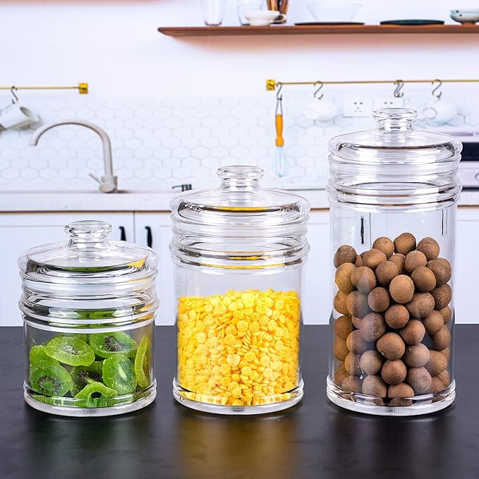 50oz Reinforced Medium Acrylic Storage Jar, Airtight Lid Cookie Jar | Ideal Canisters for Cookies, Dried Fruits, Nuts, Herbs,Cereals,etc