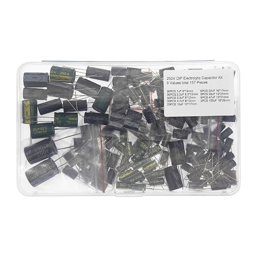 9 Values Total 157 Pieces 250V DIP Electrolytic Capacitor Kit 1uF 2.2uF 3.3uF by HUABAN