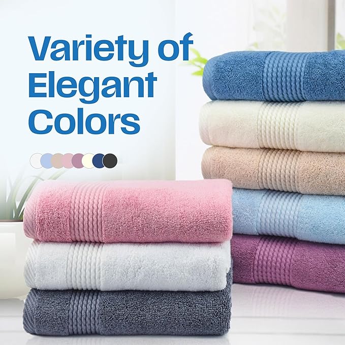 East'N Blue Lara Premium Bath Towel Set 6 Piece - Soft & Highly Absorbent Bathroom Towel Set, 100% Luxury Turkish Cotton, Flannel Bath Towels, 1 Bath Towel, 1 Hand Towel, 4 Washcloths - Creme