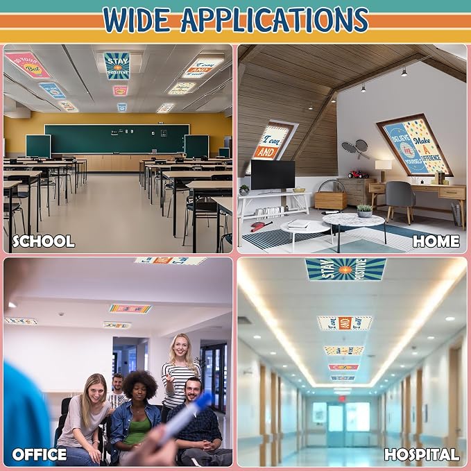 8Pcs Classroom Light Covers for Fluorescent Lights, Retro Magnetic 2x4 FT - Image 8