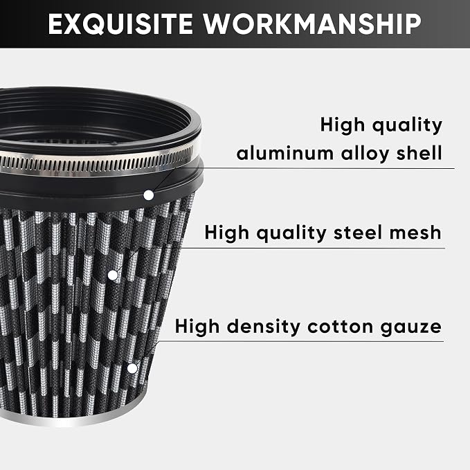 6" 152mm Cold Air Intake Filter Clamp-On Replacement High Flow Inlet Air Filter - Image 3