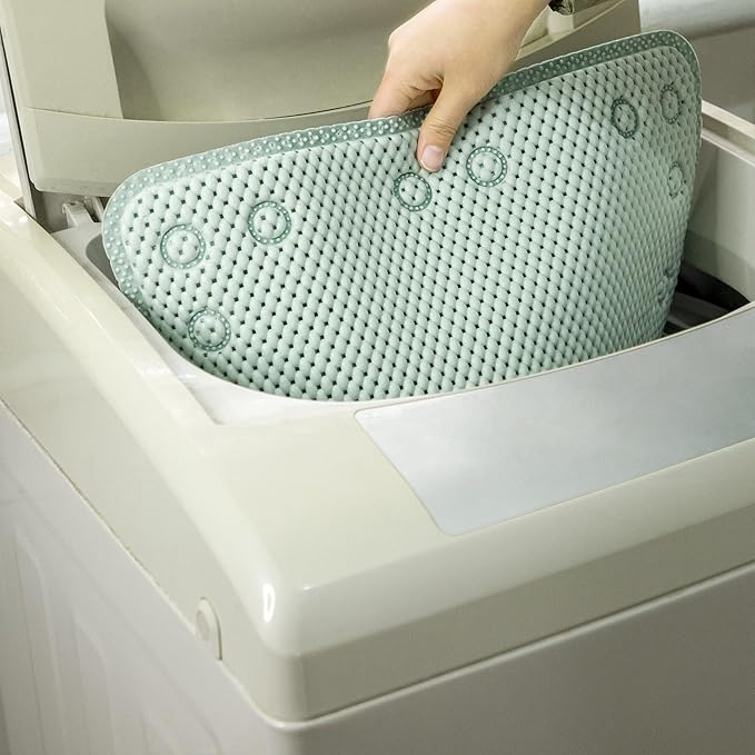 Double Layer Foam Non Slip Bathtub Mat 37x17in, More Comfortable and Thicker Tub Mat Than Ordinary Foam Shower Mat, Bath Mat for Tub with Suction for Comfort and Safety (Cream Green, 36'' x 17'')