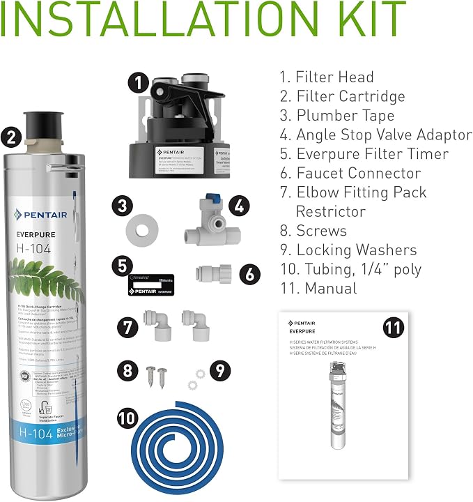 Pentair Everpure H-104 Drinking Water System, Includes Filter Head, Filter - Image 8