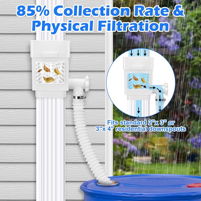 WADEO Rainwater Collection System, Rain Barrel Diverter Kit Fits - Image 4