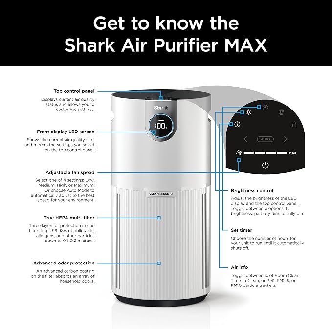 Shark Air Purifier for Home Large Room, Clean Sense Technology, HEPA Air Filter - Image 10