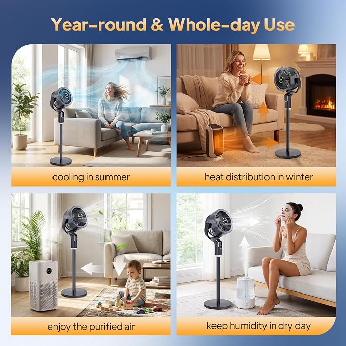 ROVSUN 3-in-1 Standing Fan, 90°+90°Omni-directional Oscillating Fan - Image 6