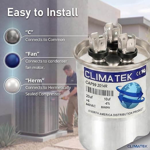 ClimaTek Dual Run Capacitor Fits Lennox 100335-09 - Image 3