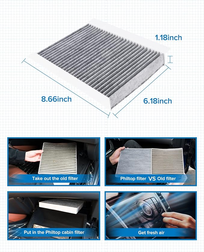 PHILTOP HEPA Cabin Air Filter w/Activated Carbon, Compatible - Image 7