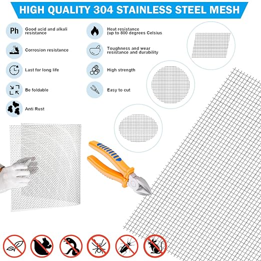 Valchoose 1 Piece Metal Woven Mesh Screen 14.6 X 11.4 in, 4.5mm Hole 5 Mesh - Image 6