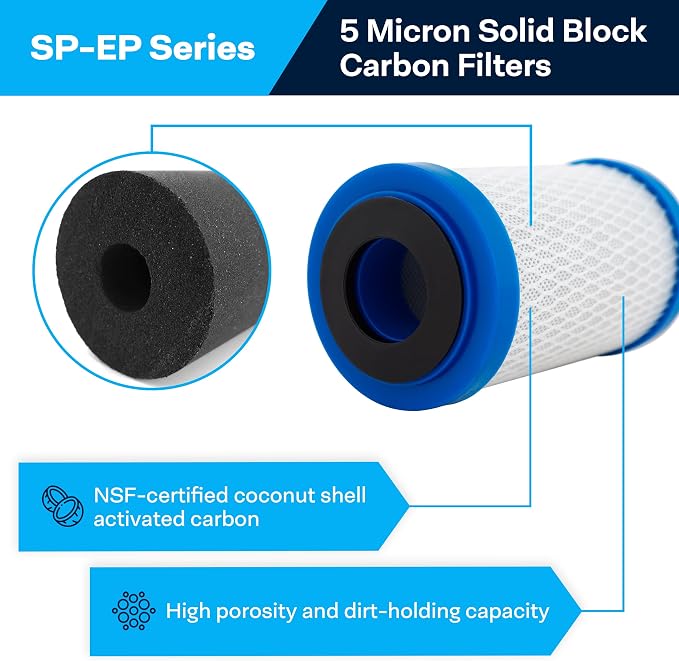 SpiroPure 5x2.5 5 Micron Carbon Block Water Filter EP-5 CB-25-0505, 24 Pack - Image 2