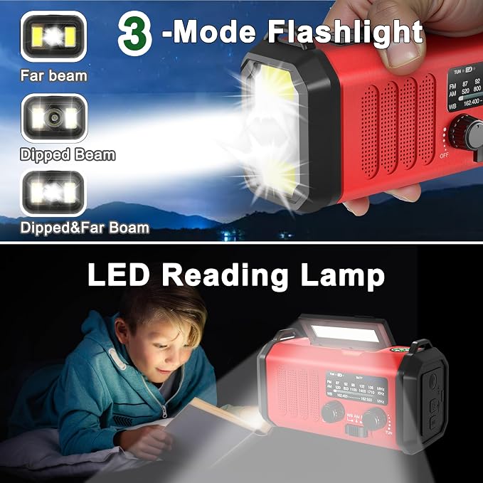 Emergency Radio NOAA Weather Radio Hand Crank & Solar Charging - Image 3