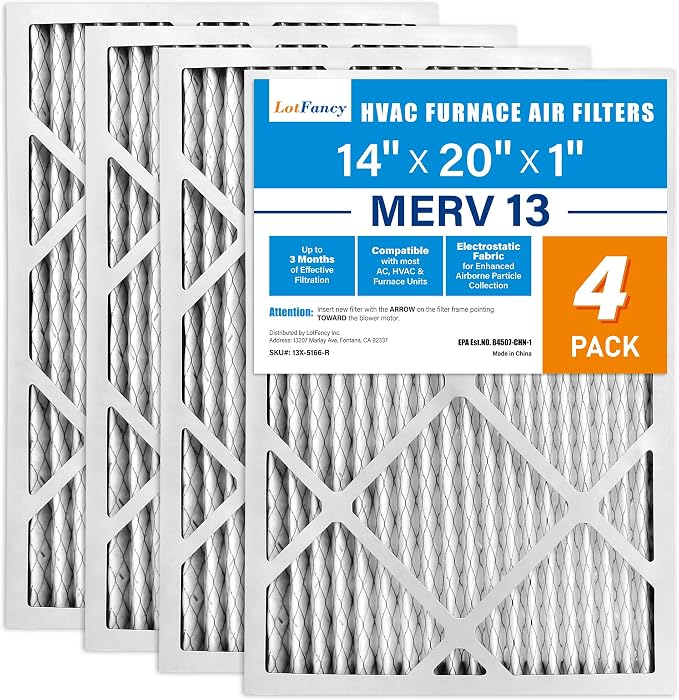 LotFancy 14x20x1 Air Filter MERV 13 4-Pack, Electrostatic Pleated HVAC Furnace - Image 9