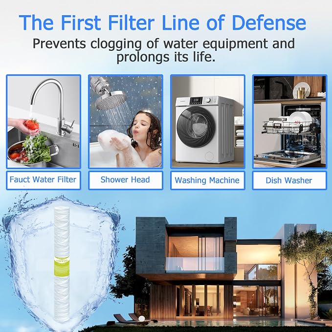 5 Micron Whole House Water Filter Cartridge, String Wound Sediment Filters - Image 7