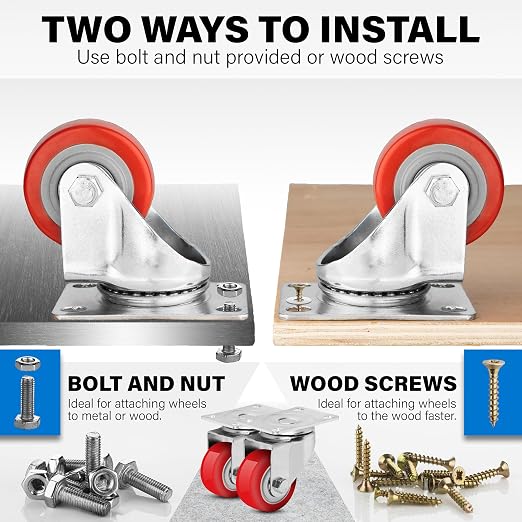 3 Inch Heavy Duty Casters Set of 4, Scratch Resistant & 360 Degree Rotatable - Image 7