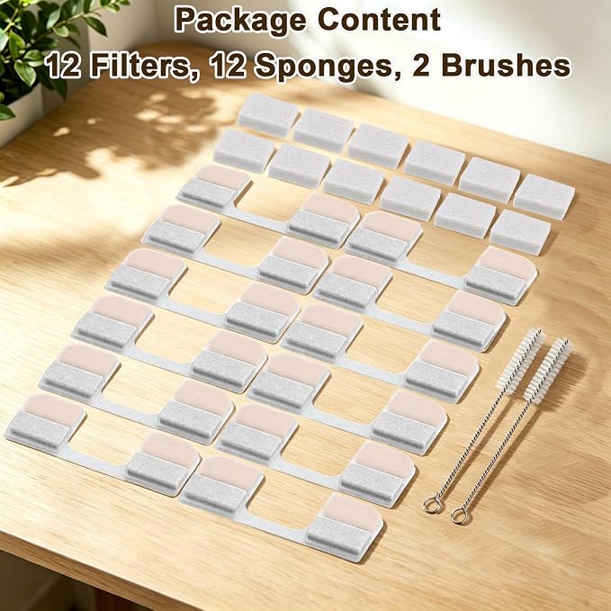 12PK Cat Fountain Filter for FN-W17 | 12 filters + 12 sponges + 2 brushes. - Image 8