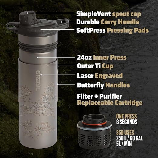 GRAYL GeoPress Titanium 24 oz Water Purifier Bottle - Image 9