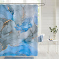 Gibelle Long Fabric Shower Curtain 72 x 78, Tall Abstract Blue Grey Marble Shower Curtain, Modern Ink Art Waterproof Fabric Shower Curtain Set with Hooks