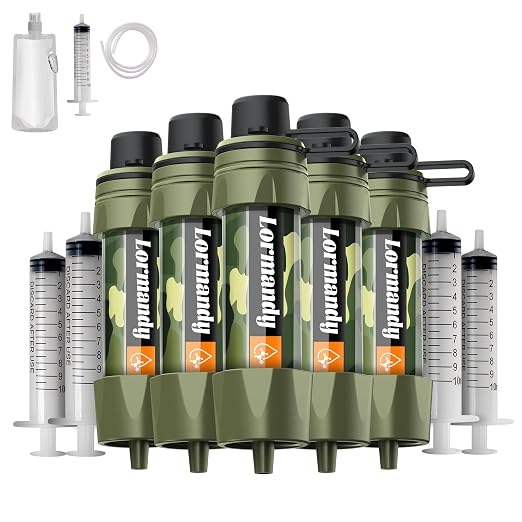 Straw Water Filter 5 Pack – Outdoor Camping & Hiking Survival Gear Kit by Lormandy