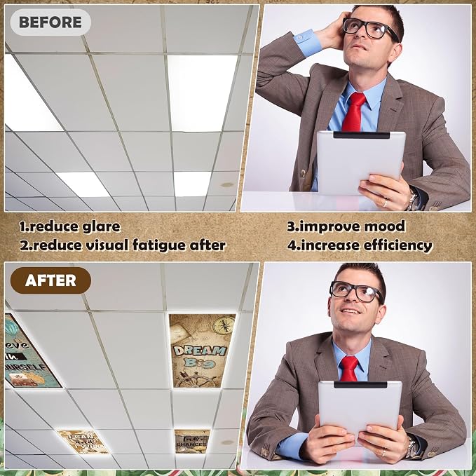 8Pcs Classroom Light Covers for Fluorescent Lights, Retro Magnetic 2x4 FT - Image 5