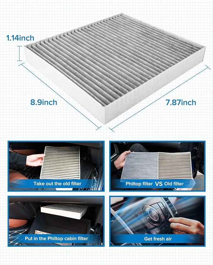 PHILTOP HEPA Cabin Air Filter w/Activated Carbon, Compatible - Image 7