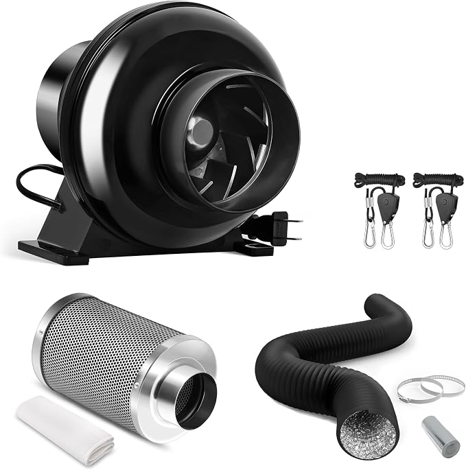 iPower Grow Tent Ventilation System 4 Inch Inline Duct Ventilation Fan 195 CFM by iPower