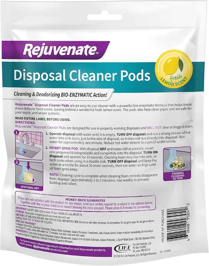 Rejuvenate Disposal Cleaner, 6 Pods, Lemon Scented Disposal And Pipe Cleaner - Image 11