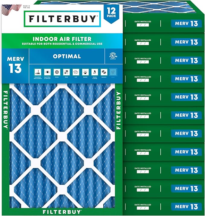 Filterbuy 10x20x2 Air Filter MERV 13 Optimal Smoke & Allergy Defense, by Filterbuy