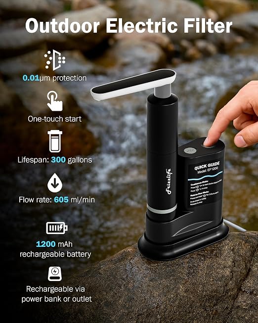 Frizzlife Electric Water Filter Camping, 0.01μm Ultrafiltration 7-Stage - Image 2