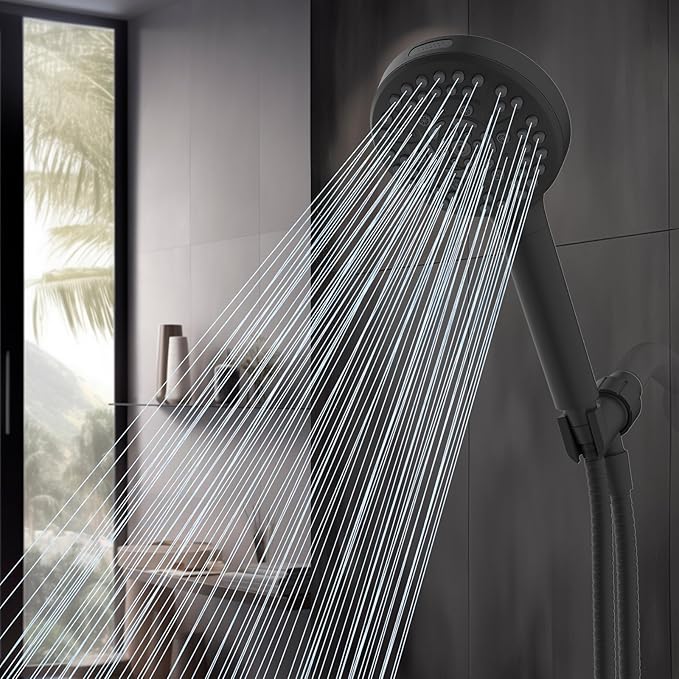 Hibbent Filtered Shower Head with Handheld, High Pressure 10 Spray Showerhead with Filters, Water Softener for Hard Water-Remove Chlorine, Reduces Dry Itchy Skin, Improve Skin& Hair Texture, Black