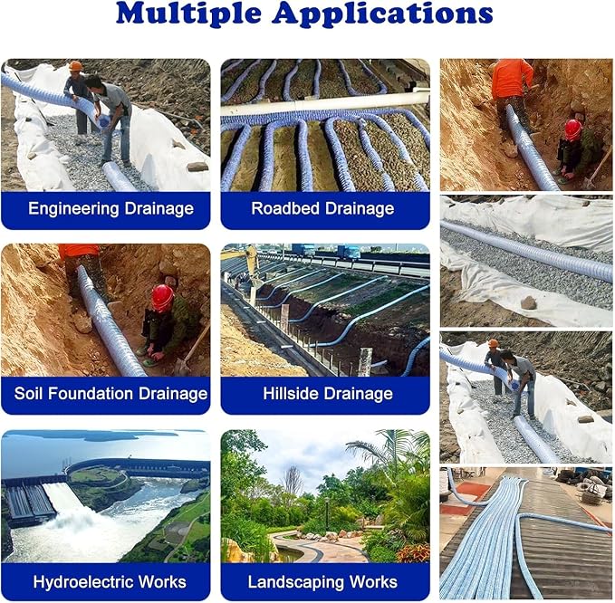 5cm/2in Diameter French Drain Pipe Perforated Drainage Pipes, Soft Infiltration - Image 7