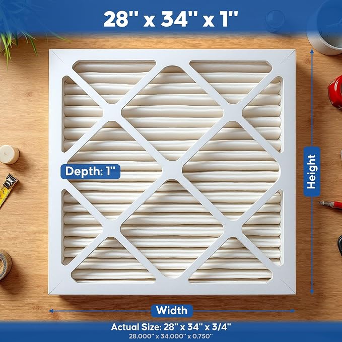 Aerostar 28x34x1 MERV 8 High Efficiency Pleated Air Filter, Electrostatic AC - Image 3