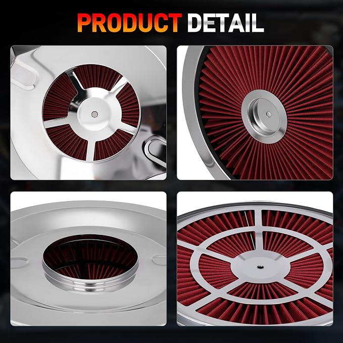 14"x3" High Flow Round Air Cleaner Filter Assembly Kit - Image 6