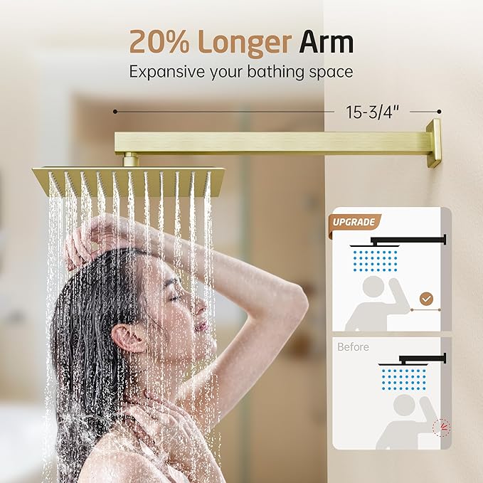 KES Gold Shower Faucet Set, Shower System 10 Inches Rain Shower Head with Handheld, Shower Faucets Sets Complete Pressure Balance (cUPC Certified Shower Valve Included), XB6230F18-BZ
