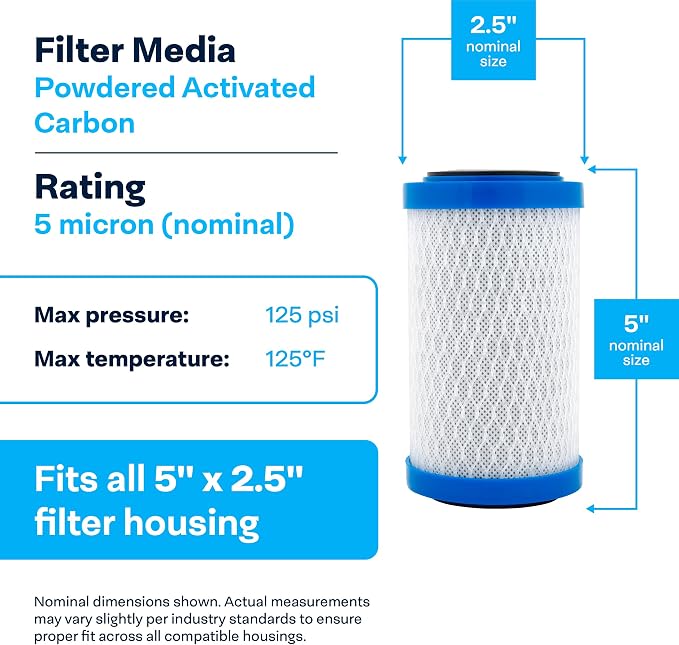 SpiroPure 5x2.5 5 Micron Carbon Block Water Filter EP-5 CB-25-0505, 24 Pack - Image 3