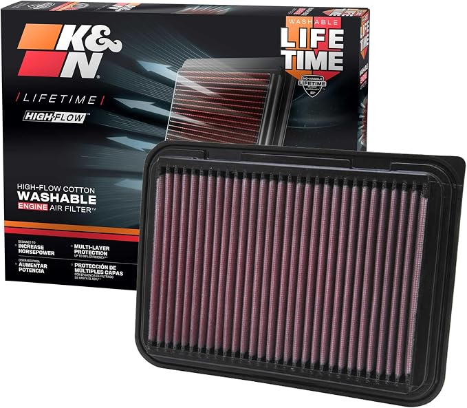 K&N High-Flow Original Lifetime Engine Air Filter: Increase Power: Premium by KNEngineeringInc