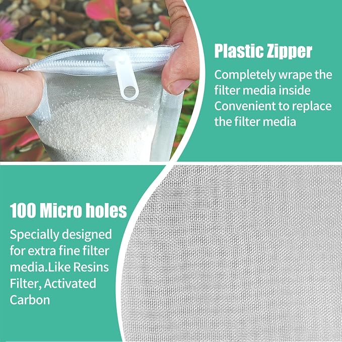 AQUANEAT Aquarium Filter Media Bags 15pcs Fish Tank Extra Fine 100 Micron Mesh - Image 4