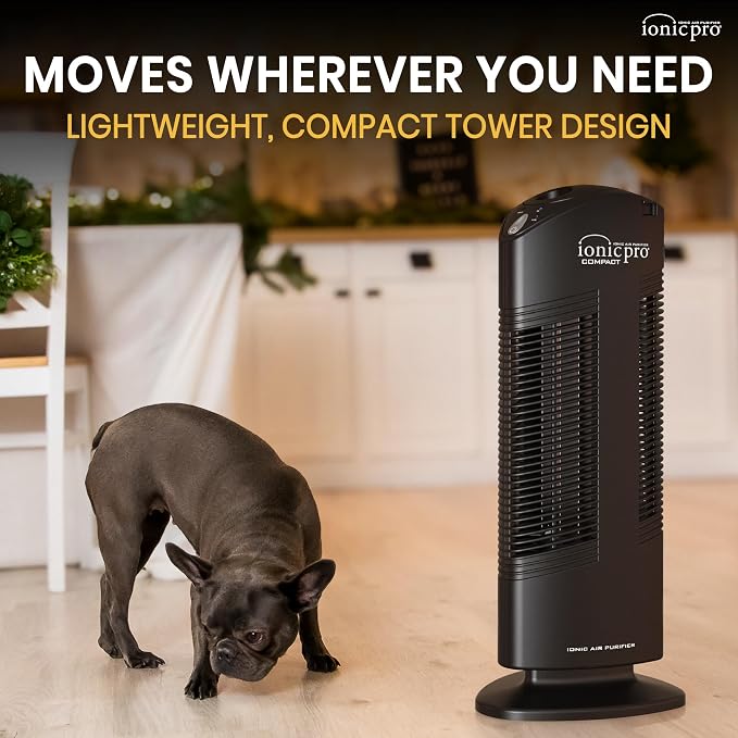 Ionic Pro Compact Air Purifier Tower, Never Replace Filters, Quiet Negative Ion - Image 6