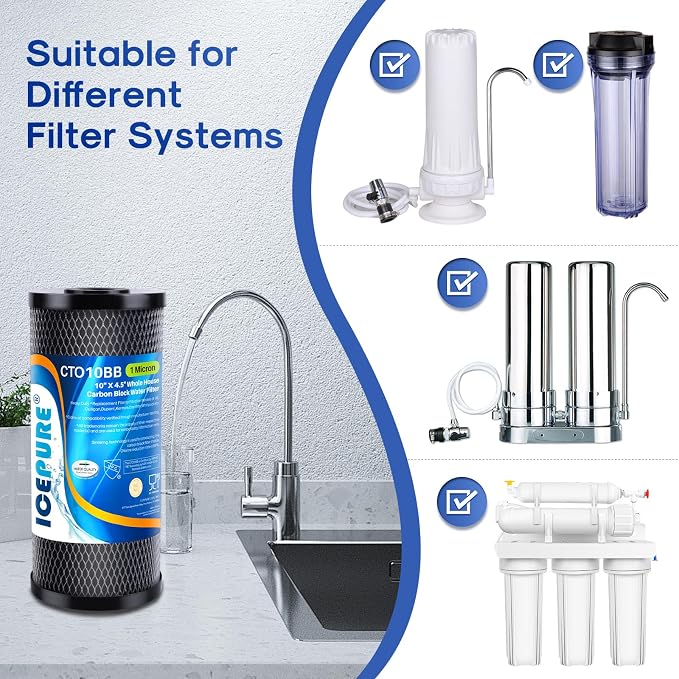 ICEPURE 10"X4.5", 1 Microns Whole House Sediment Activated Carbon Water Filter - Image 7