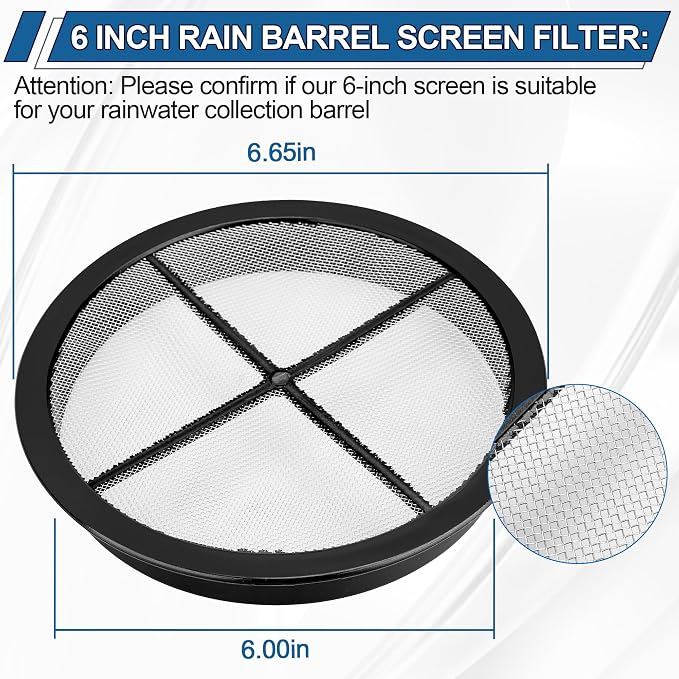 Rain Barrel Screen for Rain Barrel, 6 Inch Rain Barrel Cover for Rain Water - Image 3