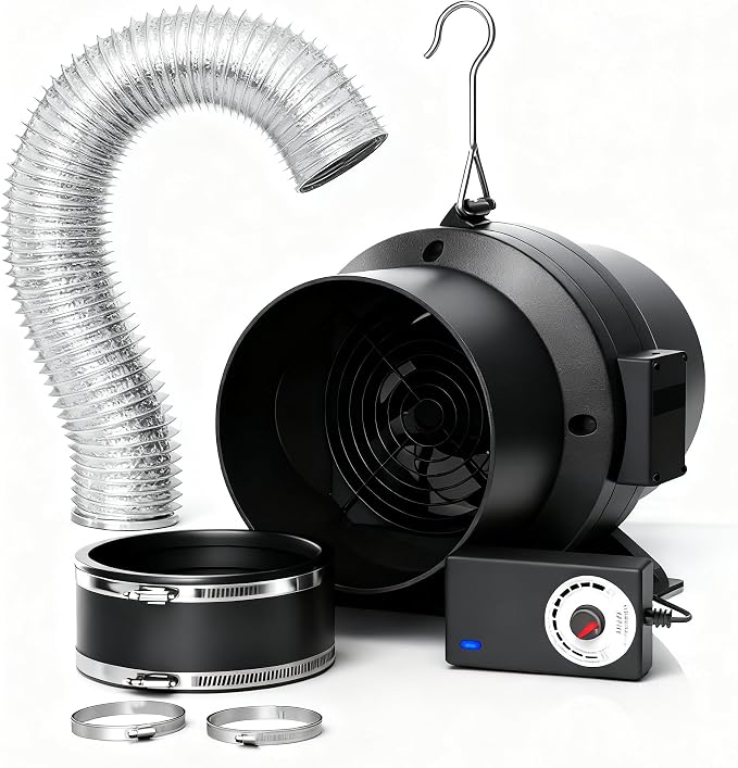 Air Filtration Kit, 6.6 Ft Ducting & Rubber Coupler, Ventilation Exhaust Fan by MELONFARM