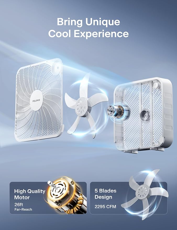 PELONIS 20 Inch Box Fan – 3 Speeds, Window Fans, Floor or Tabletop, 2025 - Image 4